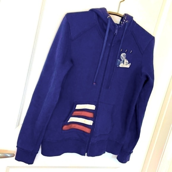 DISNEY | Women’s Navy Blue MICKEY MOUSE Full Zip Hooded Sweatshirt Size Medium - Picture 5 of 9